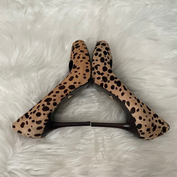 Tory Burch Heels Womens 7.5 Tan Black Leather Animal Print Cheetah‎ Calf Hair - Picture 9 of 14